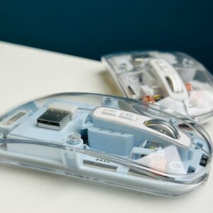 GearUP WM30 Transparent Crystal 2.4G + Bluetooth Magnetic Wireless Mouse- Blue Color