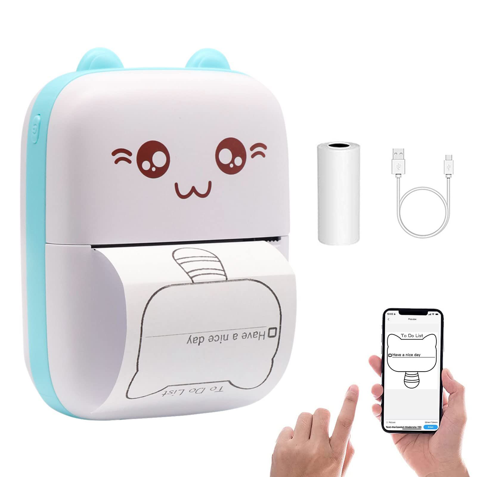 Mini Thermal Bluetooth Printer – Blue - Image 2