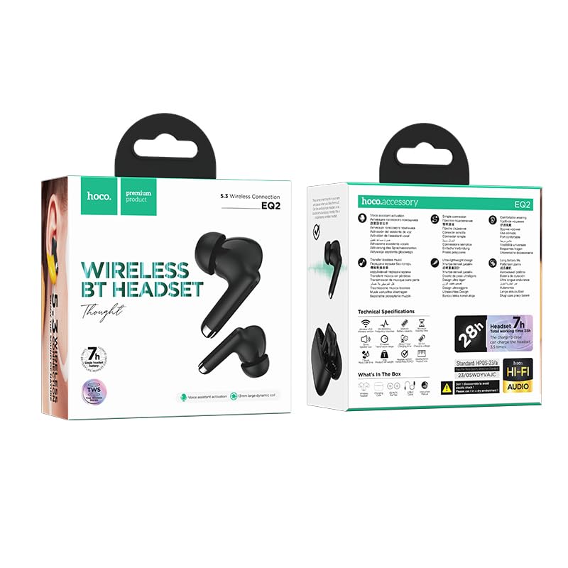 HOCO EQ13 True Wireless Bluetooth Earphone-Black Color - Image 2