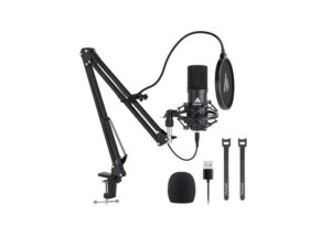 MAONO AU-A04 USB Microphone Combo Setup, Plug & Play USB Cardioid Podcast Condenser Microphone
