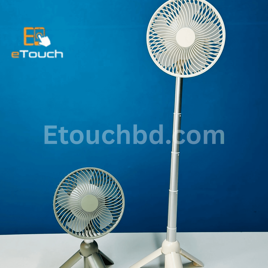AZEADA PD-F27 Rechargeable Fan with Tripod Stand- White Color