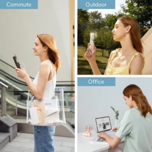 JISULIFE F8X Mini Fan Portable Fan & Power Bank (Upgrade Version)- Pink Color 