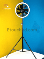 JISULIFE FA17 Rechargeable Fan with LED Ceiling Fan with Long Tripod Stand- Black Color