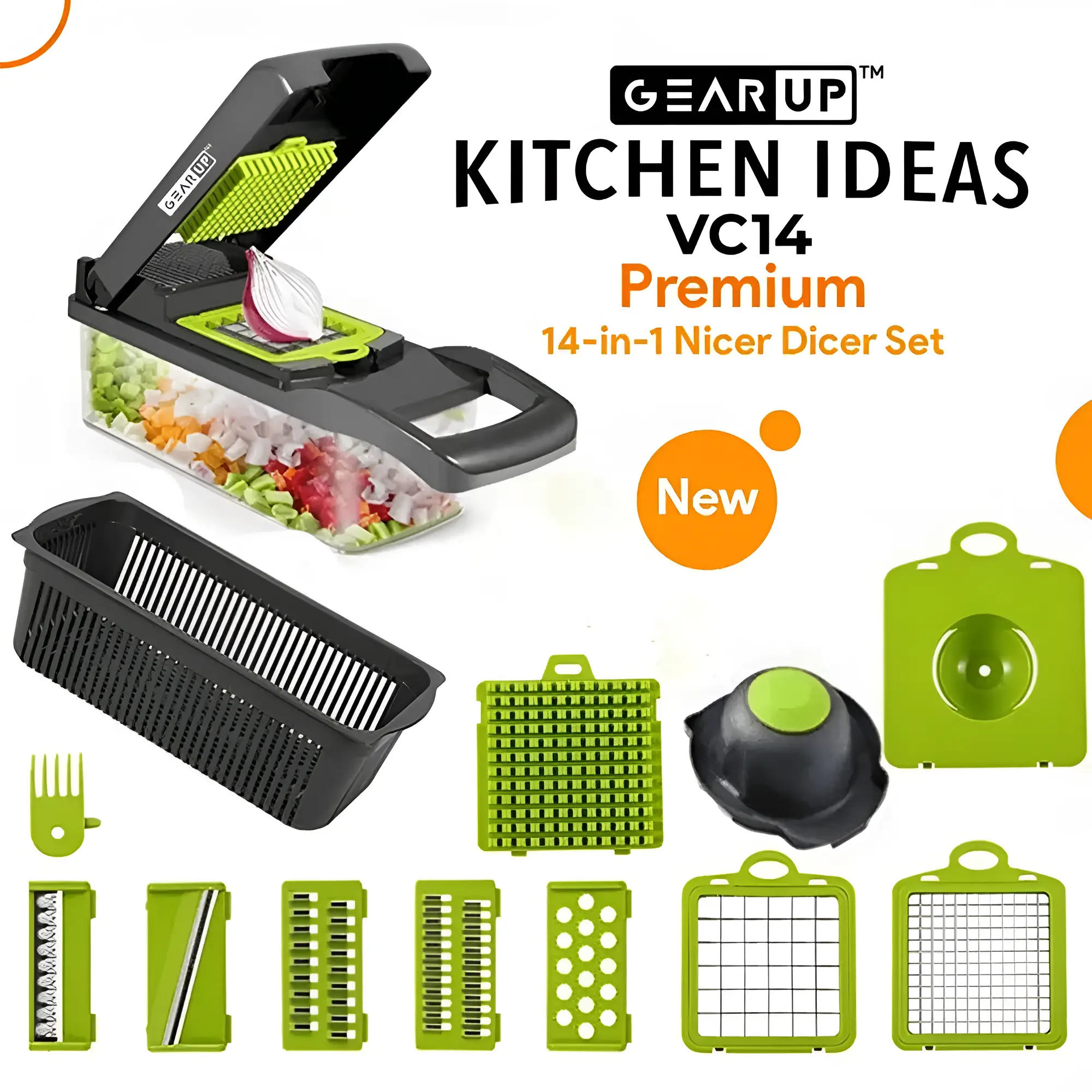 GearUP VC14 Premium 14-in-1 Vegetable and Fruits Multifunction Cutting Slicer Kitchen Tools Price In Bangladesh