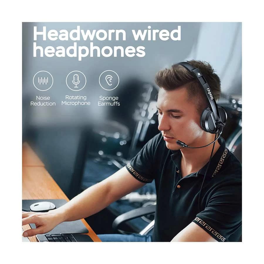 Rapoo H102 Best Online Call & Zoom Meeting Headphone in Bangladesh