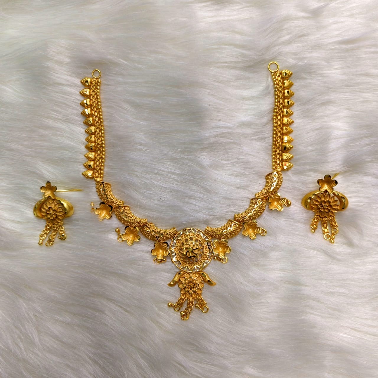 Gold Plated Necklace With Ear Ring