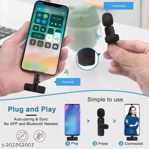 K8 Wireless Microphone for YouTube Vlogging, Video Recording Online Classes with Noise Cancellation Mic Supports (Type C) - Image 3