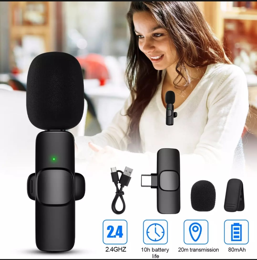 K8 Wireless Microphone for YouTube Vlogging, Video Recording Online Classes with Noise Cancellation Mic Supports (Type C)