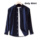 Men's Solid Colour Ban color Shirt (Navy)