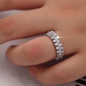 Double Rows Diamond Rings for Womens