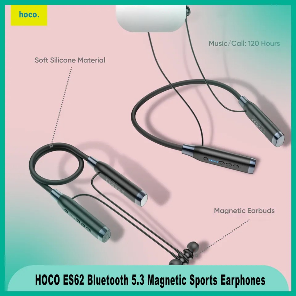 Hoco ES62 Pretty Dual Play Mode Wireless Bluetooth V5.3 Neckband Headsetss with Powerful Bass / Music Time 120 Hours - Image 2
