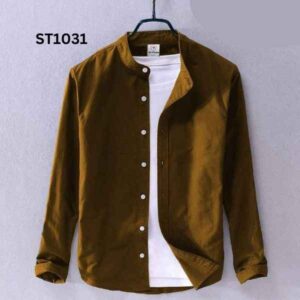 Men's Solid Colour Ban color Shirt(Golden)