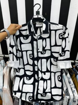 Full Sleeve Ambush Popcorn Print Shirt – China Popcorn Fabric (Slim Fit) geometric