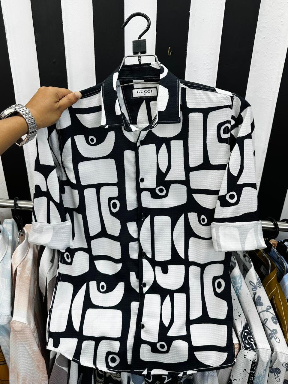 Full Sleeve Ambush Popcorn Print Shirt – China Popcorn Fabric (Slim Fit) geometric