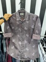 Full Sleeve Premium Cotton Print Shirt for Men – Slim Fit Casual Cotton Shirt (brownish-gray)