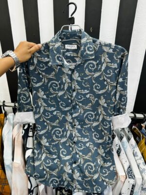 Full Sleeve Ambush Popcorn Print Shirt – China Popcorn Fabric (Slim Fit) dark teal