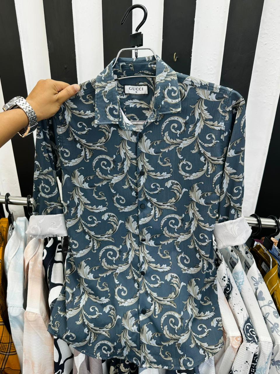 Full Sleeve Ambush Popcorn Print Shirt – China Popcorn Fabric (Slim Fit) dark teal