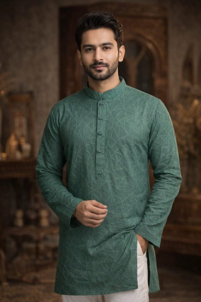 Original Crush Cotton Panjabi (Sea Green ) price In Bd