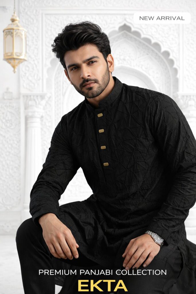 Original Crush Cotton Panjabi (Black  ) price In Bd