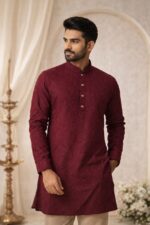 Original Crush Cotton Panjabi (Red ) price In Bd