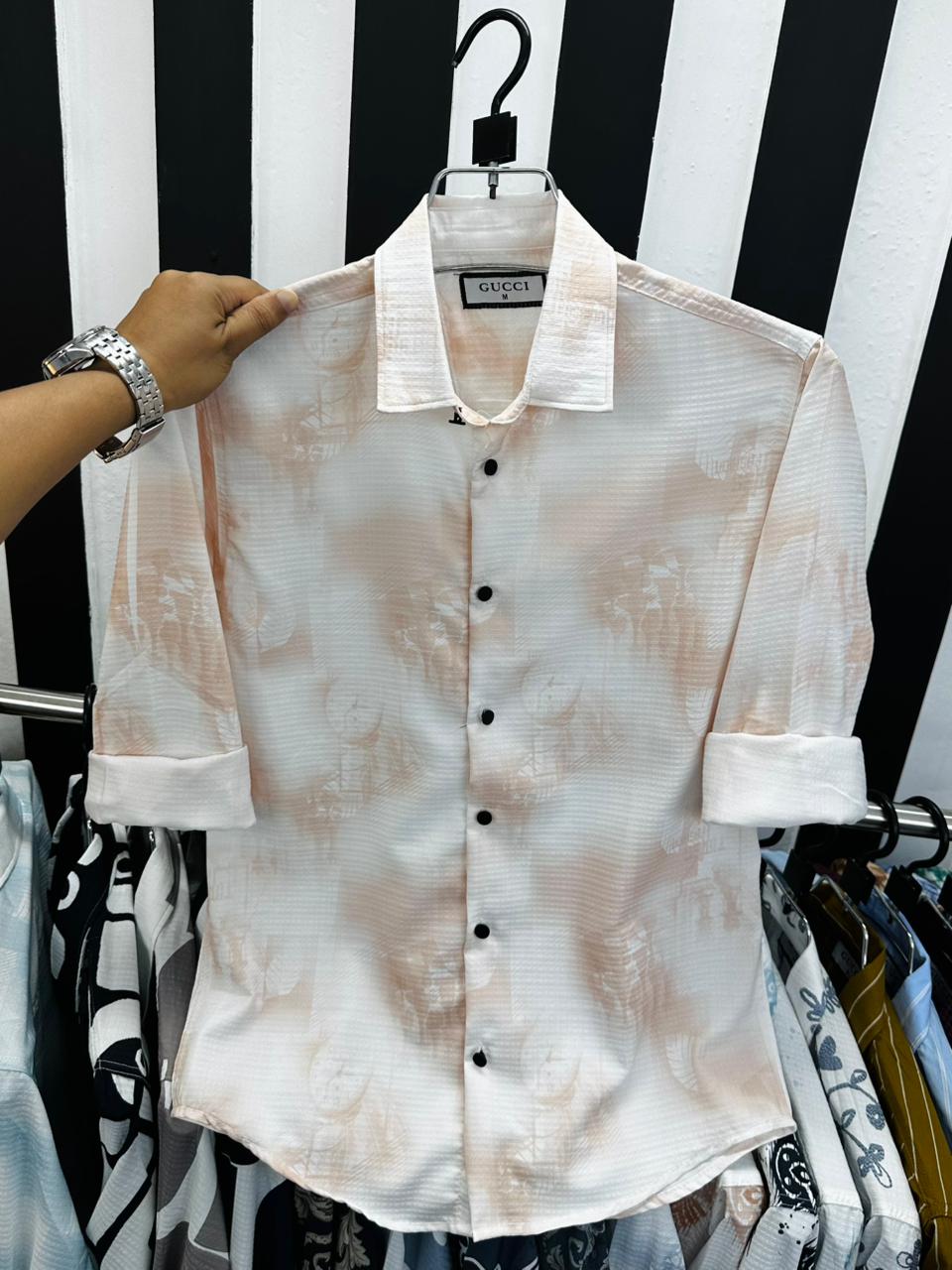 Full Sleeve Ambush Popcorn Print Shirt – China Popcorn Fabric (Slim Fit) white and a light