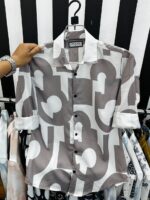 Full Sleeve Ambush Popcorn Print Shirt – China Popcorn Fabric (Slim Fit)  white and gray