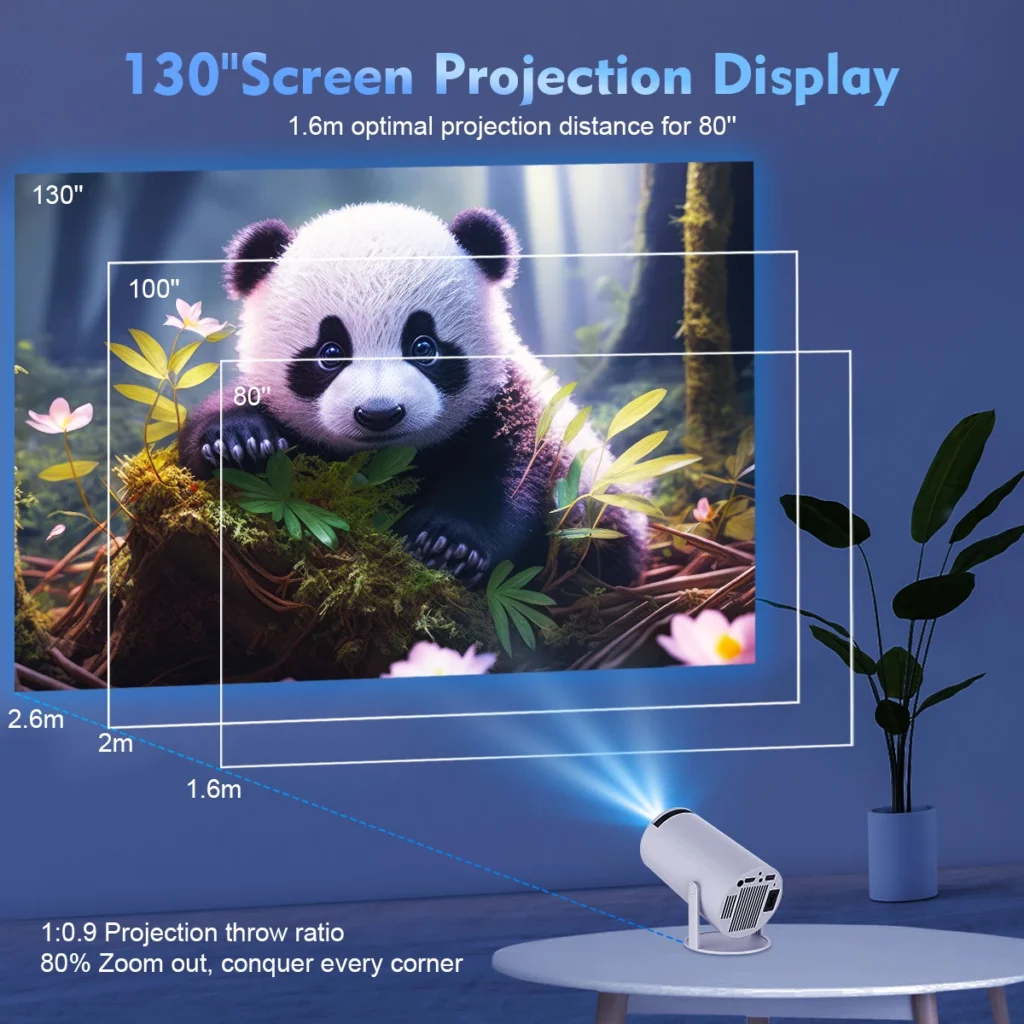 HY300A Android Projector 720P HD Smart WiFi Projector with Android 11, Auto Keystone & 130-Inch Display