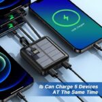 10000mAh Mini Solar Power Bank with Built-in 4 Cables and Flashlight