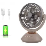Joy Super JY-2570 9.4 Inch High Speed Rechargeable Table Fan for Home– Oscillating Fan with Led Light,Timer Function | 4 Speed Modes With 7200mAh Battery| Portable Usb Charging Battery Fan