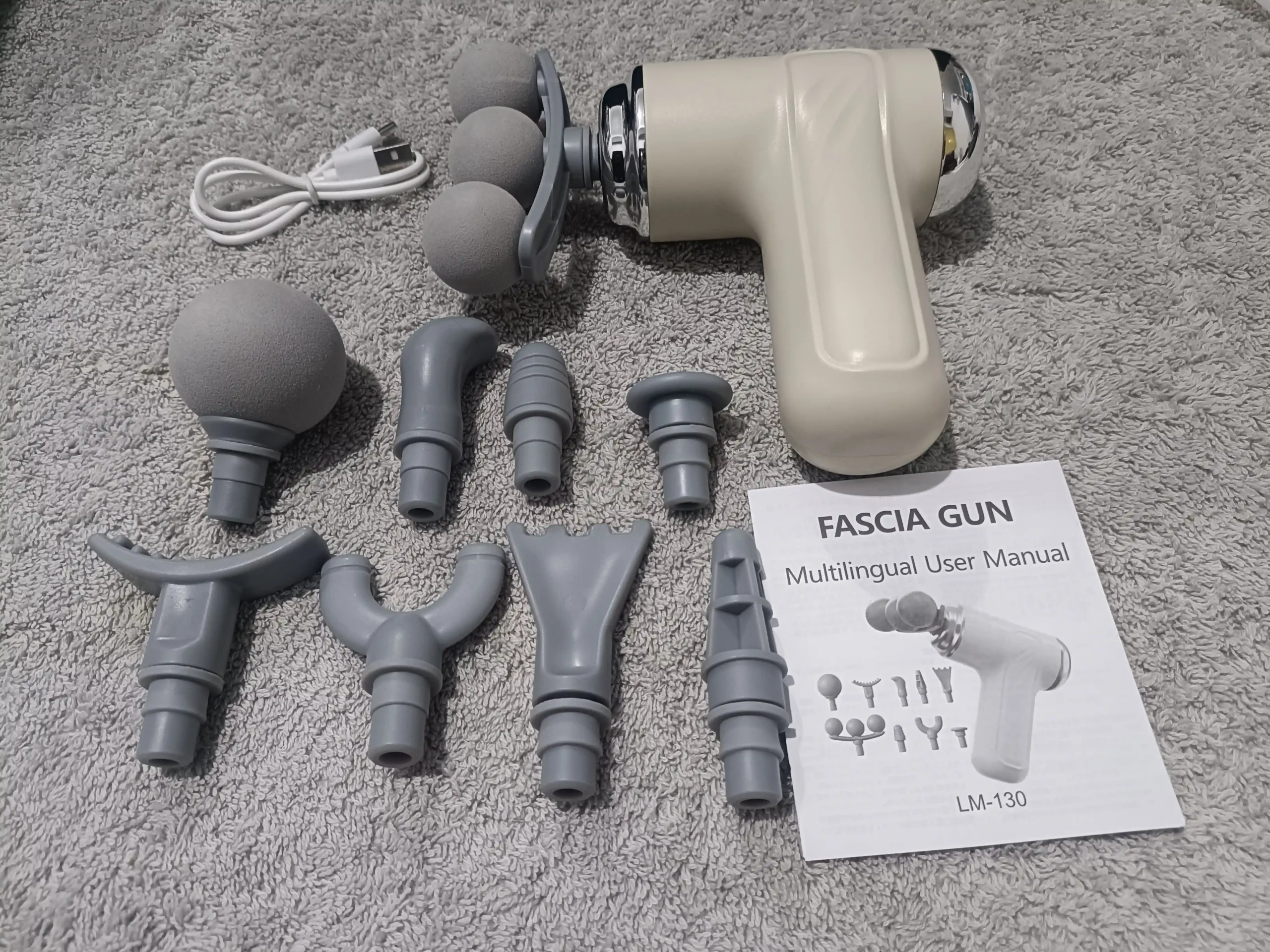 Three Headed Fascia Gun LM-130 Rechargeable Deep Tissue Massage Gun - Image 3