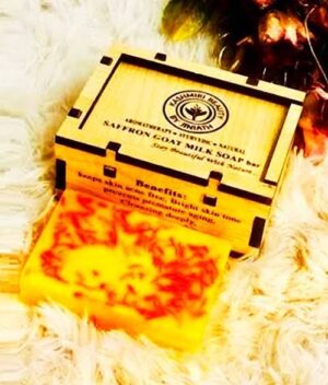 Saffron Goat milk Soap Bar With wooden box