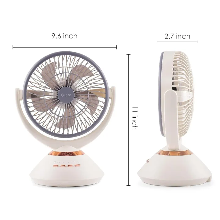 Joy Super JY-2570 9.4 Inch High Speed Rechargeable Table Fan for Home– Oscillating Fan with Led Light,Timer Function | 4 Speed Modes With 7200mAh Battery| Portable Usb Charging Battery Fan - Image 7