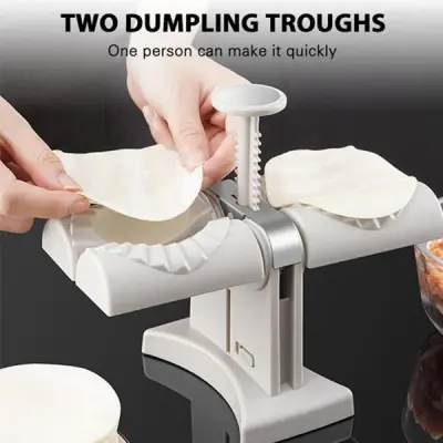 Double Head Automatic Dumpling Maker – Food-Grade ABS Dumpling Press for Dumplings, Momos & Ravioli (Wrap Two at a Time) - Image 2