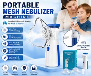 Portable Mesh Nebulizer Machine – Handheld Ultrasonic Inhaler for Kids & Adults