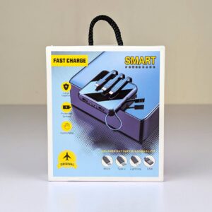 Mini Power Bank With 4 Built-In Cables – Fast Charging 20000mAh