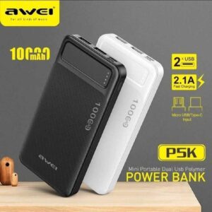 Awei P5K 10000mAh Dual USB Port Power Bank পাওয়ার ব্যাংক