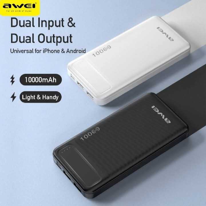 Awei P5K 10000mAh Dual USB Port Power Bank পাওয়ার ব্যাংক - Image 2